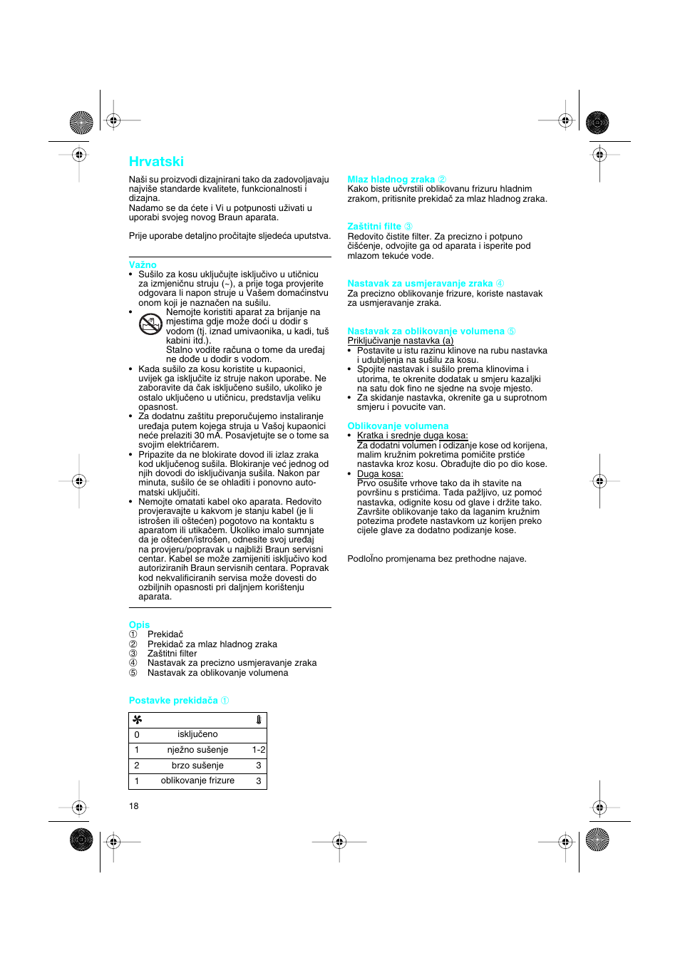 Hrvatski | Braun DF creation2 User Manual | Page 18 / 35