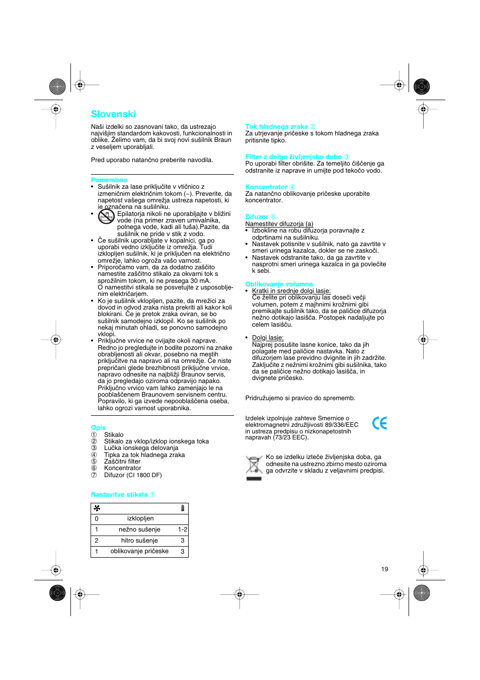 Slovenski | Braun DF creation2 User Manual | Page 19 / 35