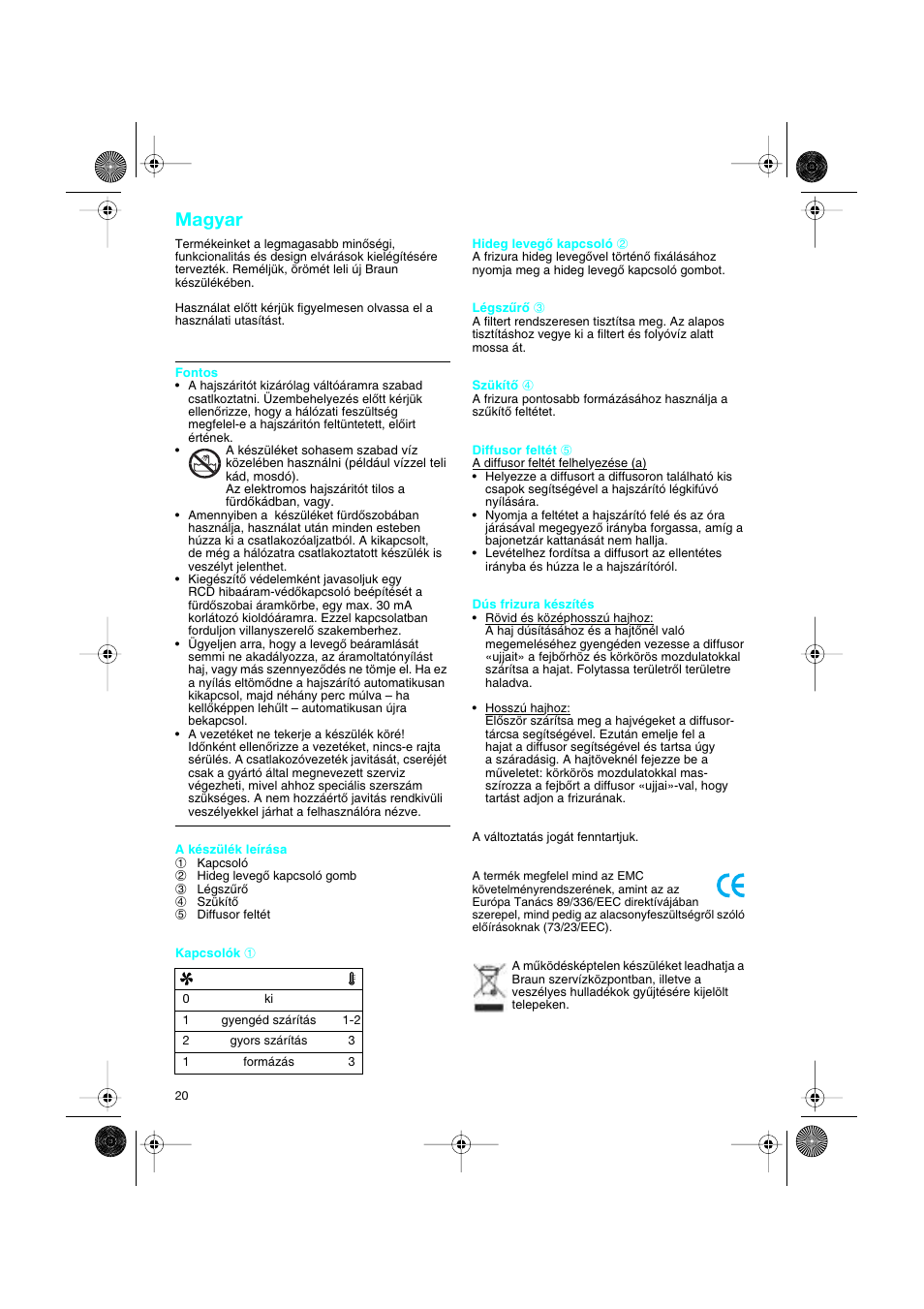 Magyar | Braun DF creation2 User Manual | Page 20 / 35