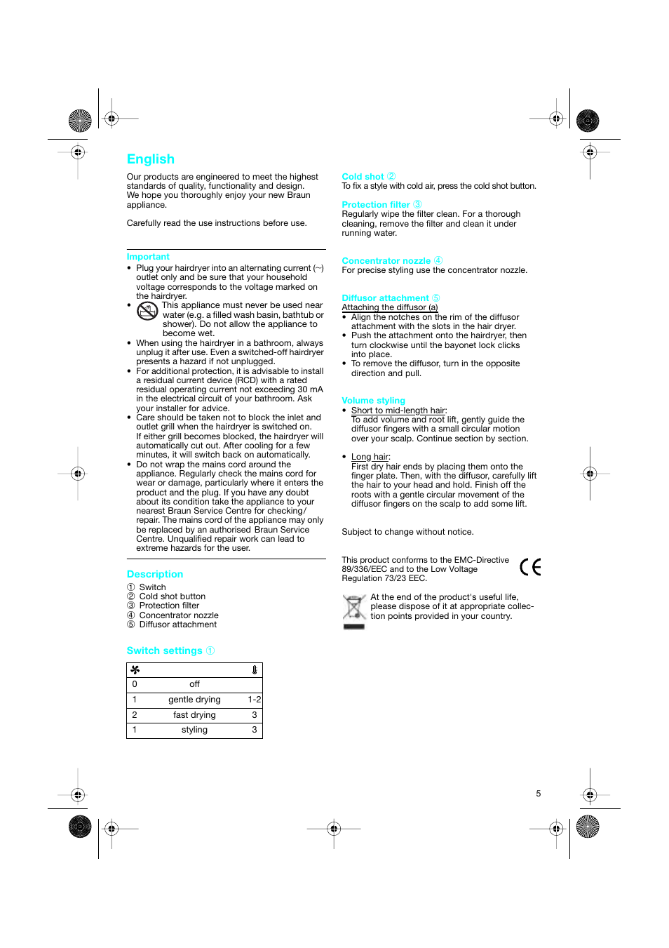 English | Braun DF creation2 User Manual | Page 5 / 35