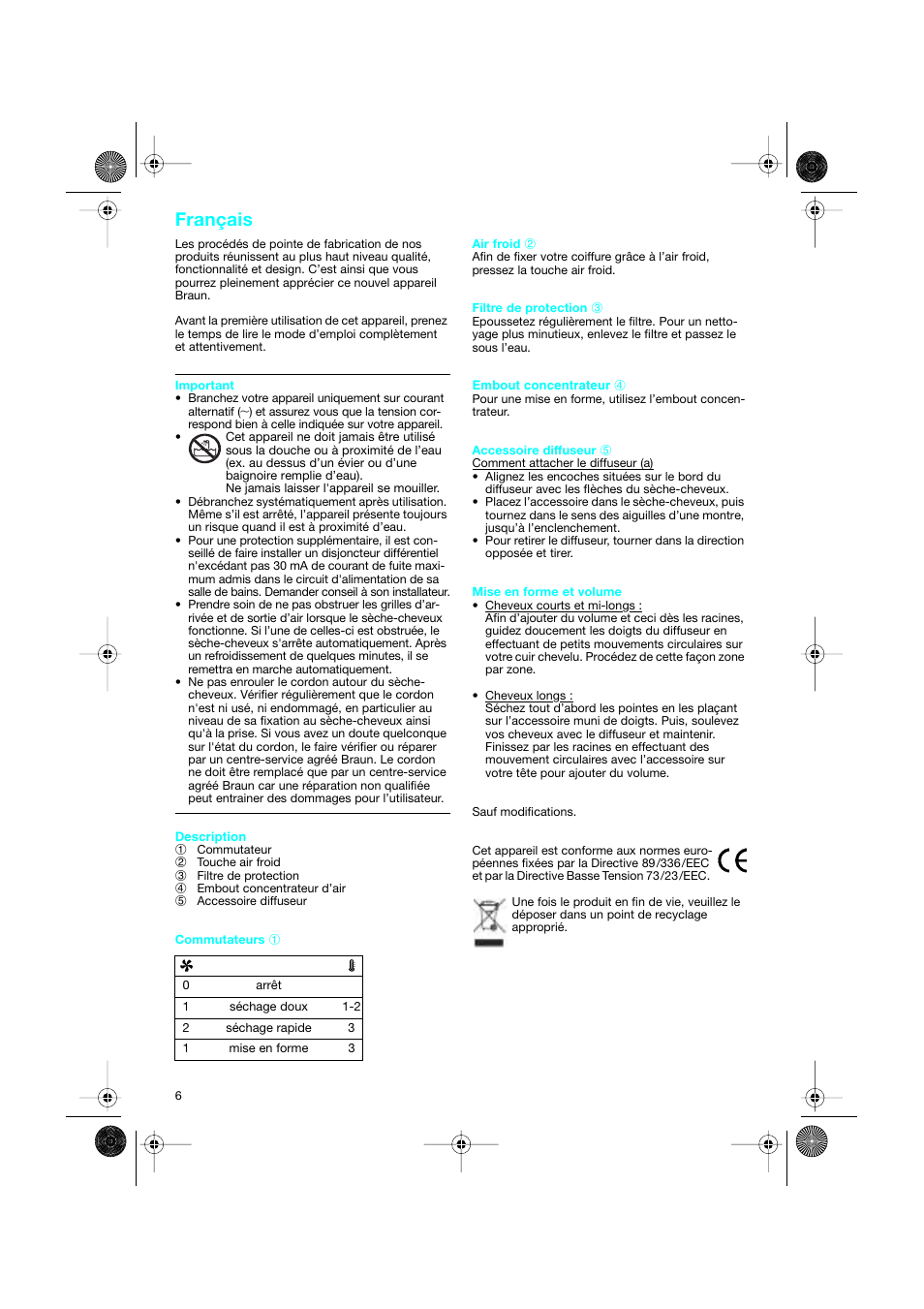 Français | Braun DF creation2 User Manual | Page 6 / 35