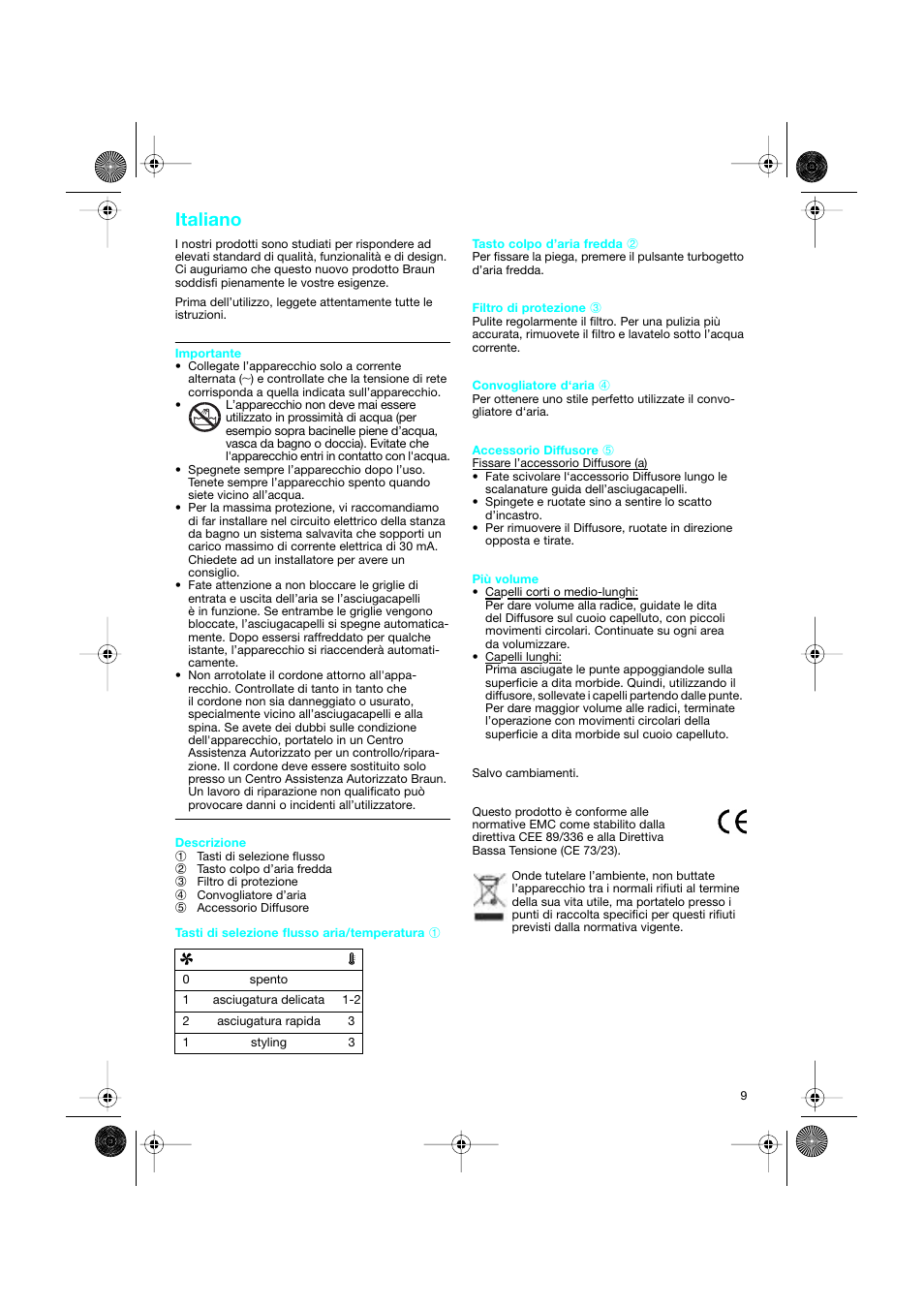 Italiano | Braun DF creation2 User Manual | Page 9 / 35