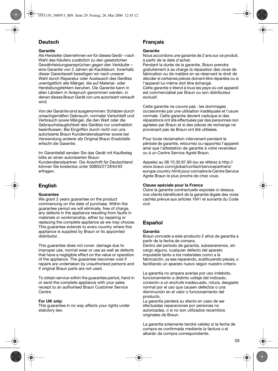 Braun V3 creation2 User Manual | Page 29 / 35