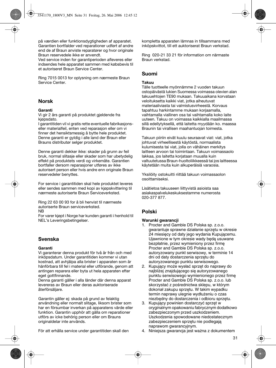 Braun V3 creation2 User Manual | Page 31 / 35