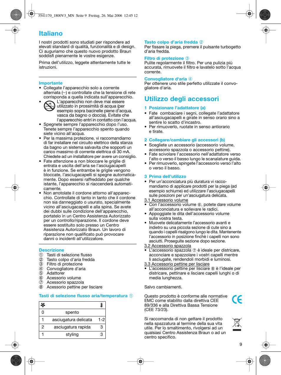 Utilizzo degli accessori, Italiano | Braun V3 creation2 User Manual | Page 9 / 35