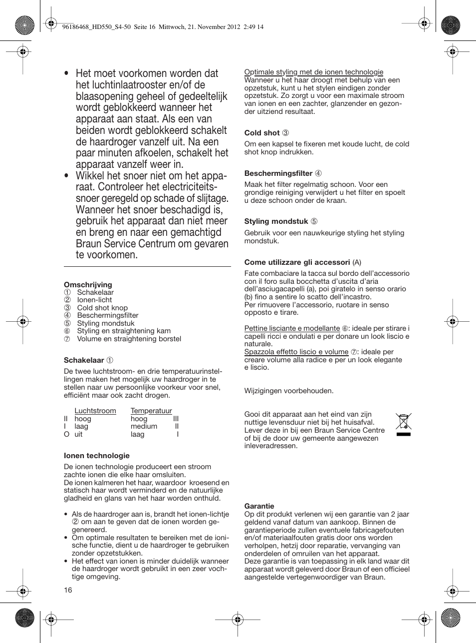 Braun HD550 Satin Hair 5 User Manual | Page 16 / 48