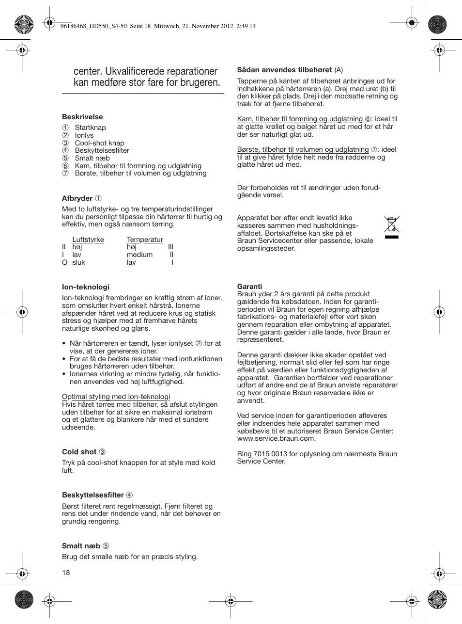 Braun HD550 Satin Hair 5 User Manual | Page 18 / 48