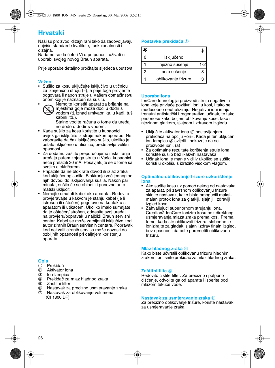 Hrvatski | Braun CI1800 creation2 IonCare User Manual | Page 26 / 40