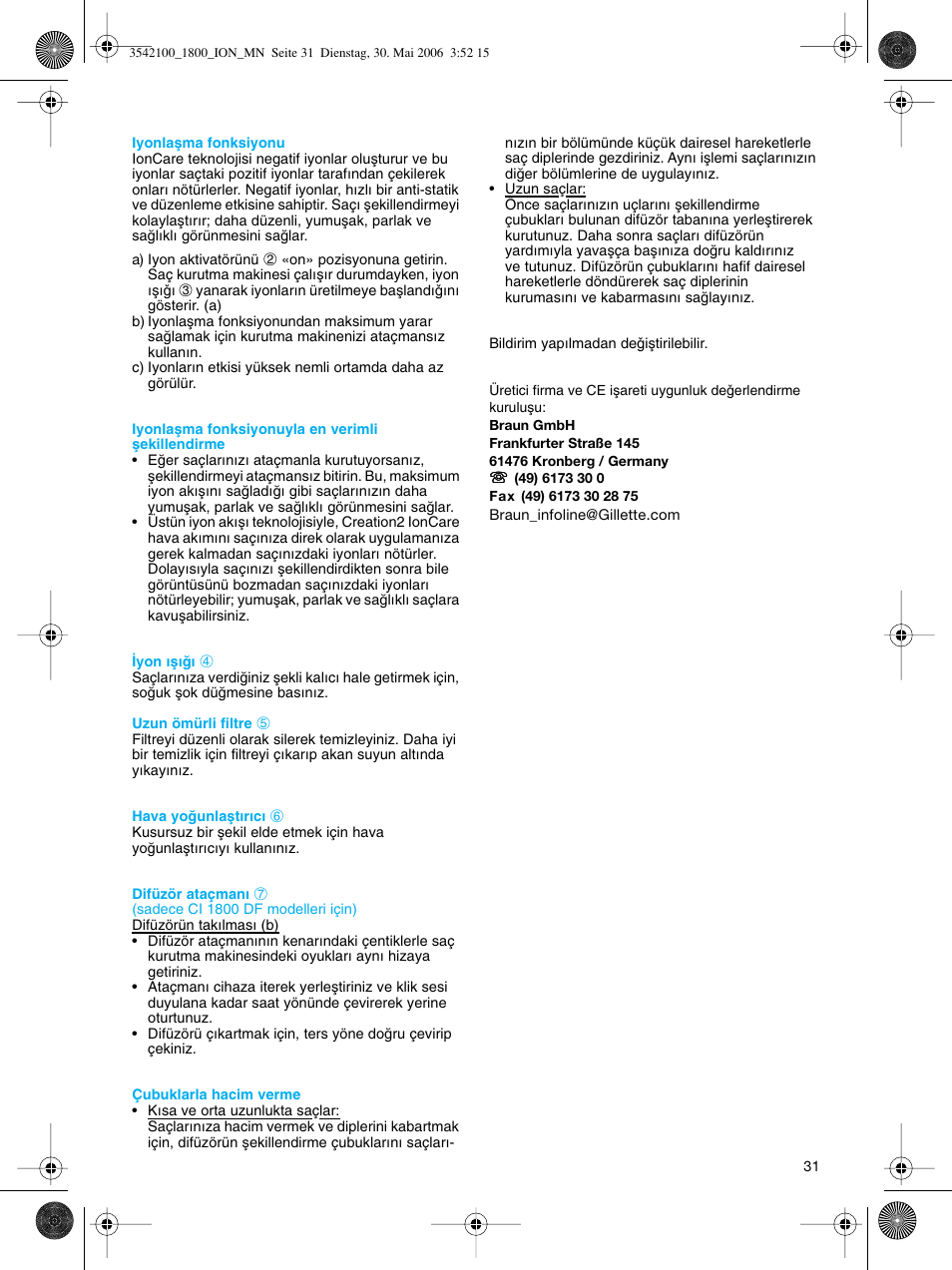 Braun CI1800 creation2 IonCare User Manual | Page 31 / 40