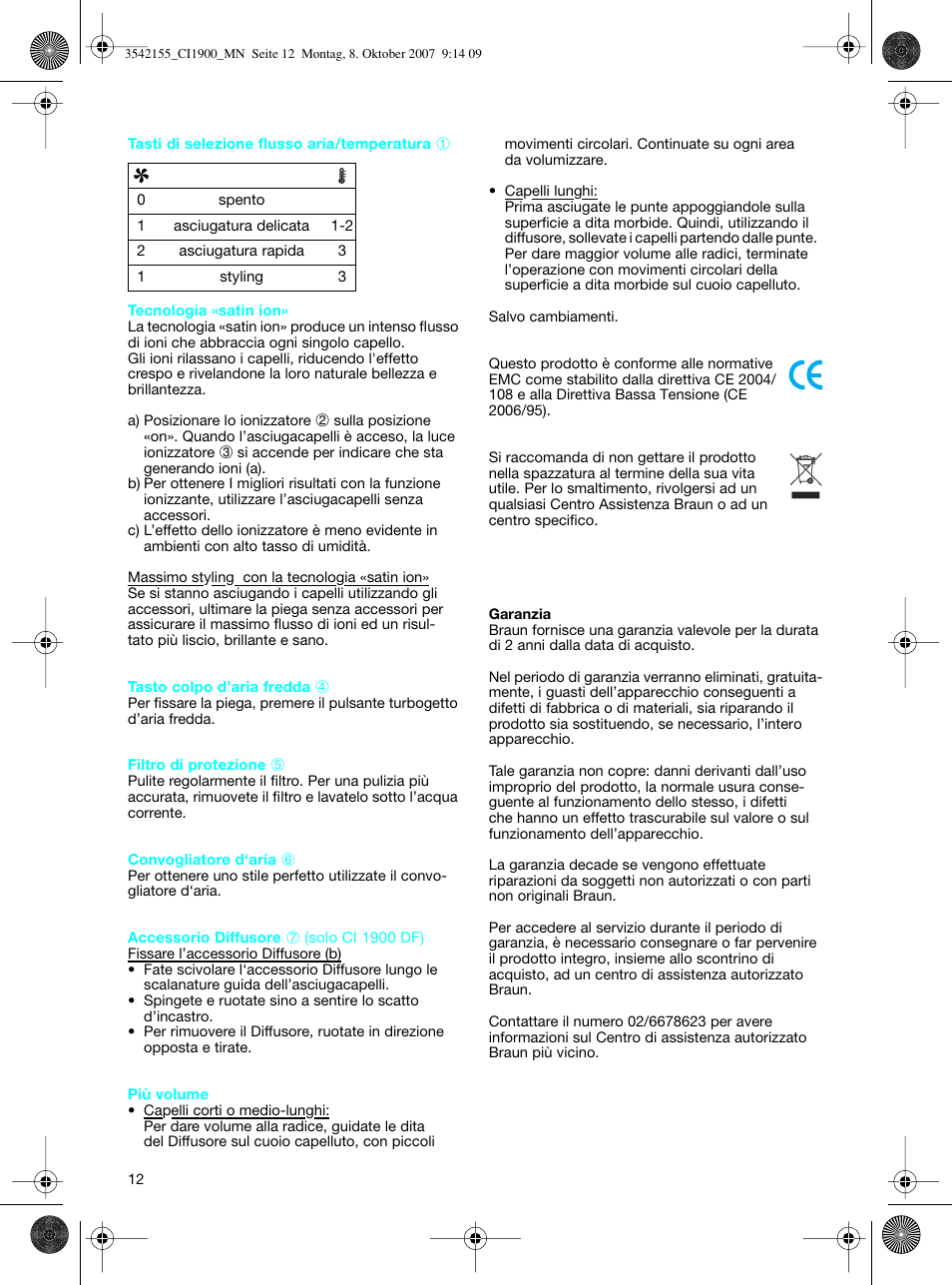 Braun CI1900 creation satin ions User Manual | Page 12 / 40