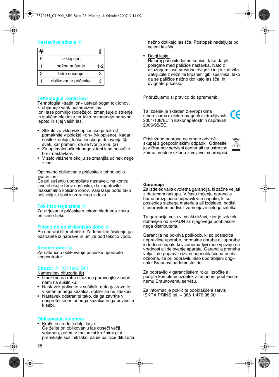 Braun CI1900 creation satin ions User Manual | Page 28 / 40