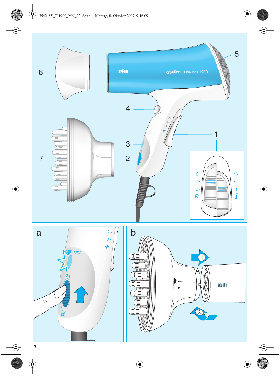 Braun CI1900 creation satin ions User Manual | Page 3 / 40