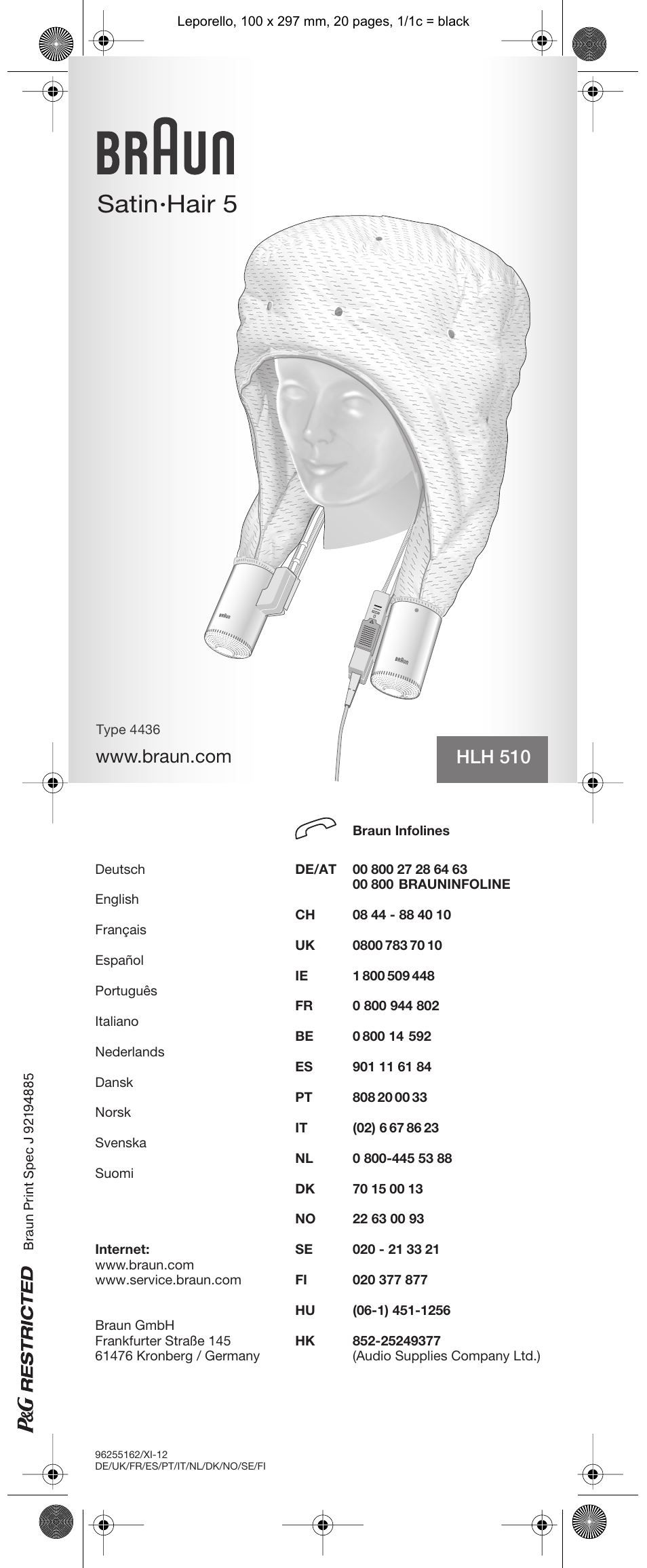 Braun HLH510 Satin Hair 5 User Manual | 20 pages