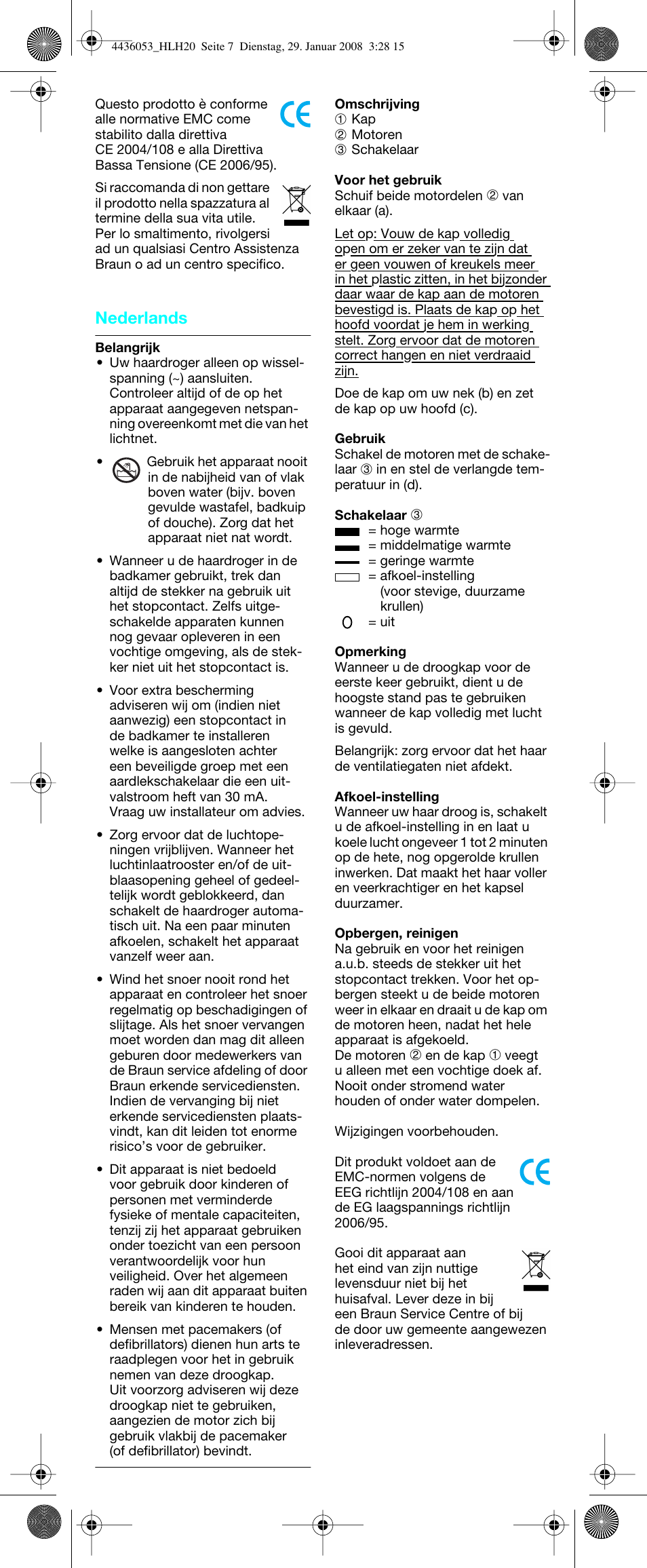 Nederlands | Braun HLH20 Elegance User Manual | Page 8 / 17
