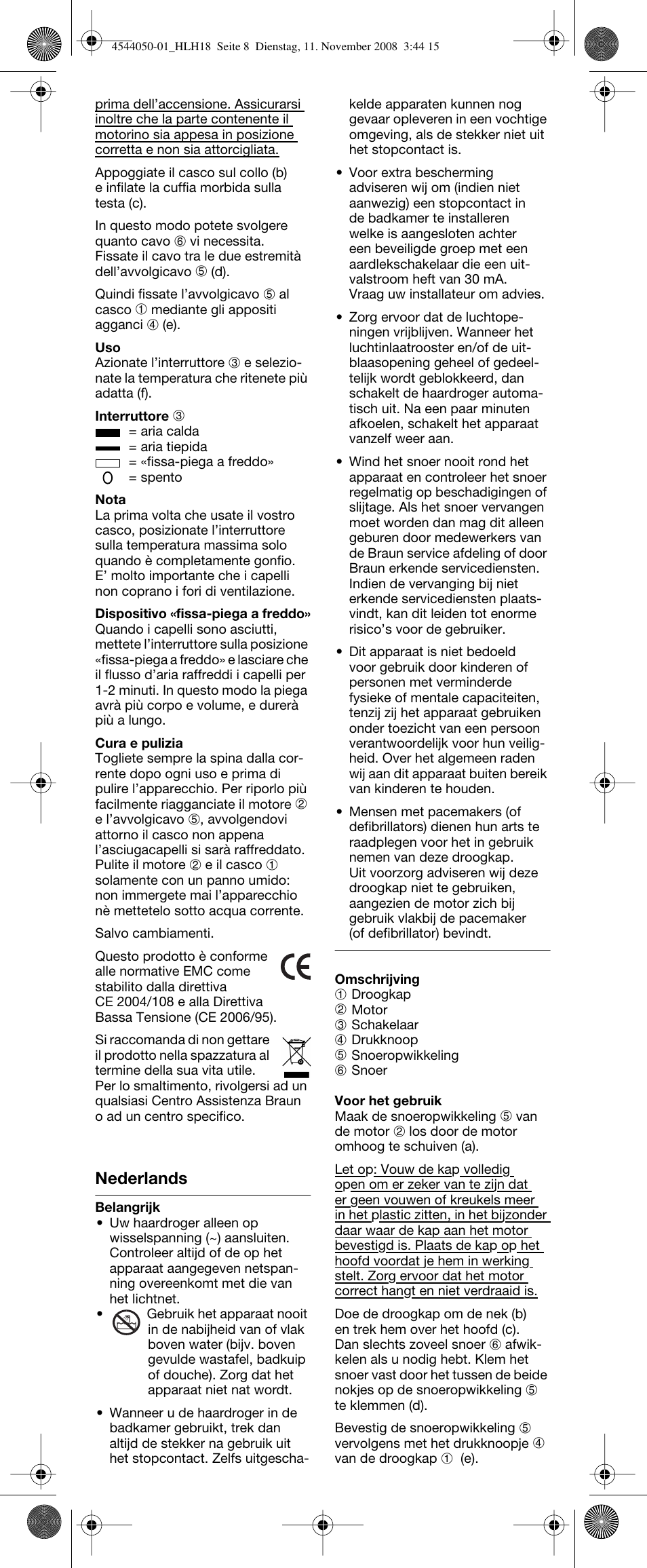 Nederlands | Braun HLH18 Classic User Manual | Page 8 / 14