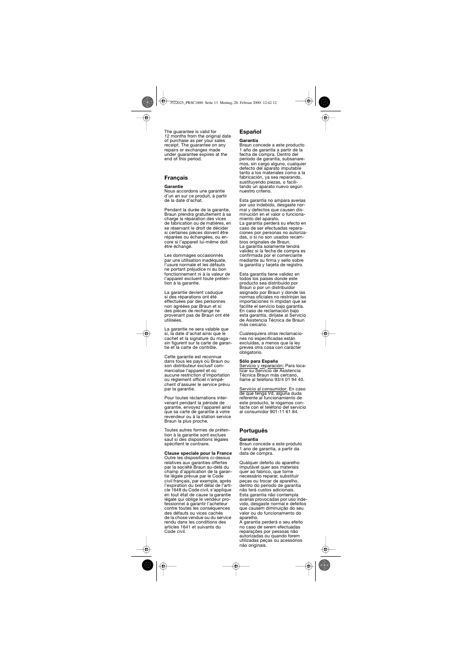 Braun PRSC1800 Professional Style User Manual | Page 14 / 20