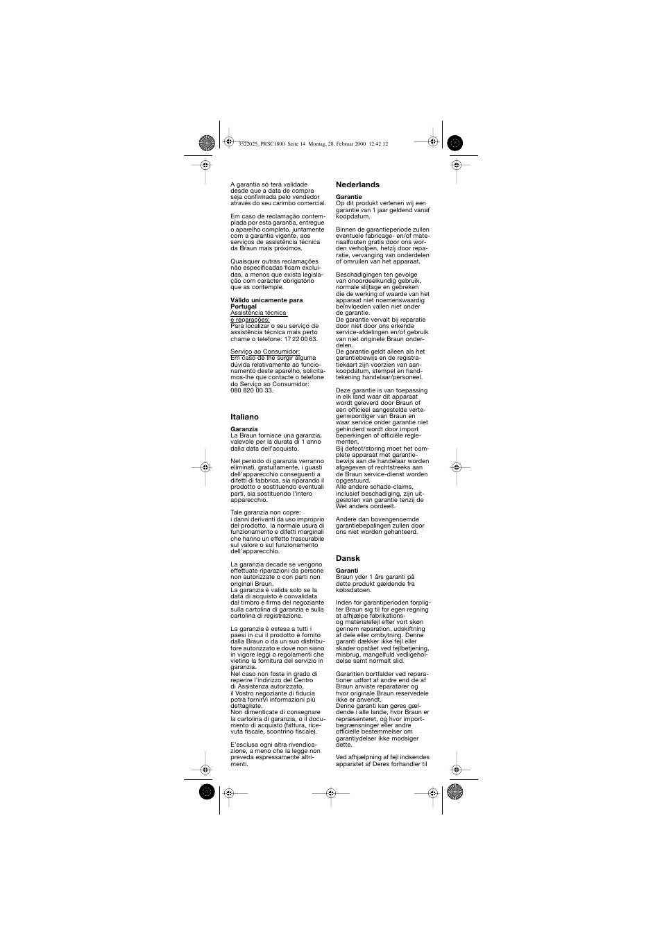 Braun PRSC1800 Professional Style User Manual | Page 15 / 20