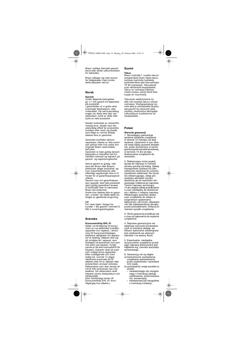 Braun PRSC1800 Professional Style User Manual | Page 16 / 20