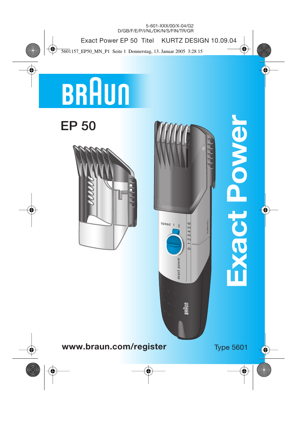 Braun EP50 Exact Power User Manual | 54 pages