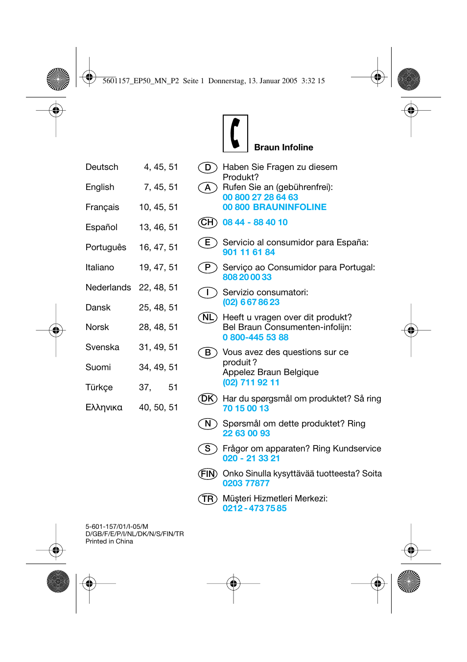 Braun EP50 Exact Power User Manual | Page 2 / 54