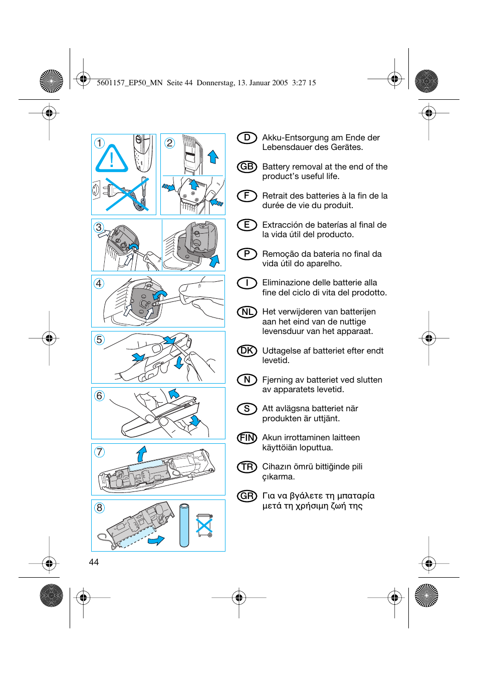 Braun EP50 Exact Power User Manual | Page 44 / 54