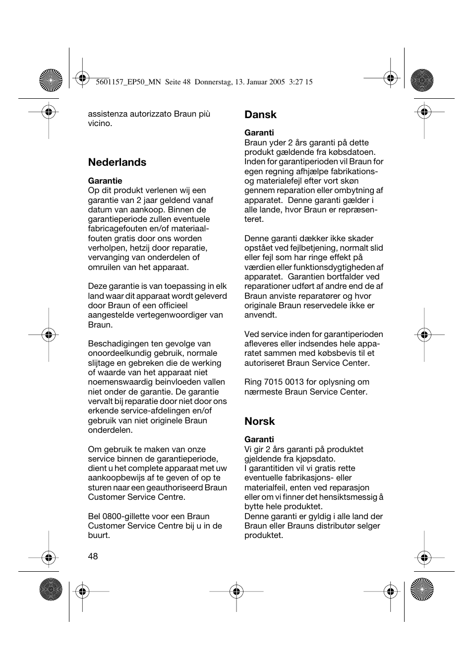 Braun EP50 Exact Power User Manual | Page 48 / 54