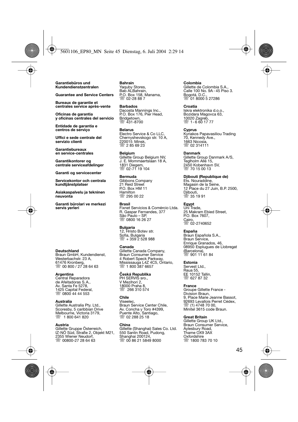 Braun EP80 Exact Power User Manual | Page 45 / 48