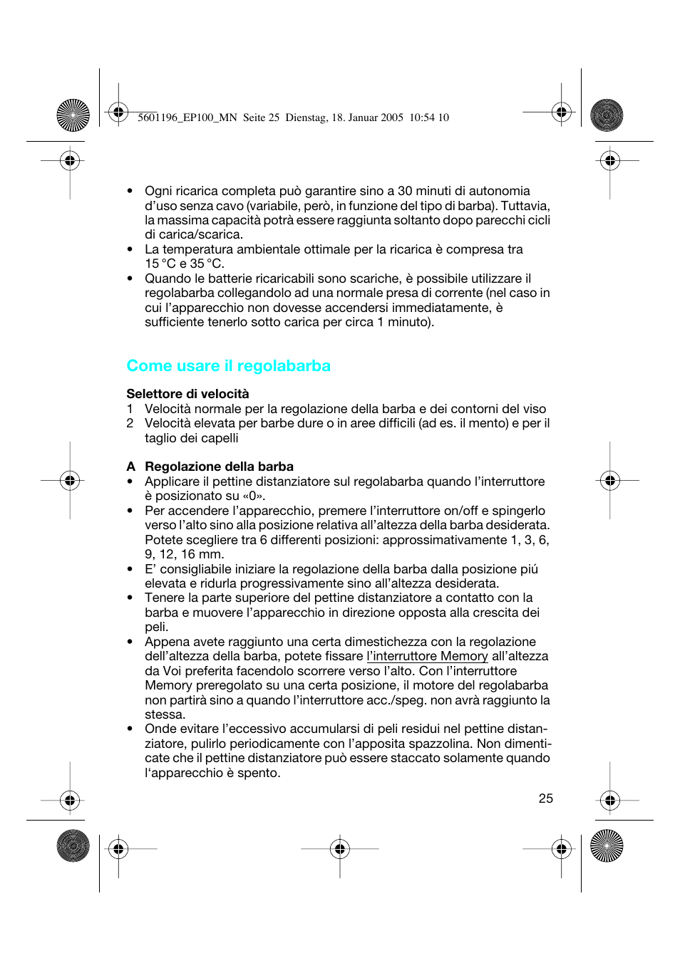 Come usare il regolabarba | Braun EP100 Exact Power User Manual | Page 25 / 60