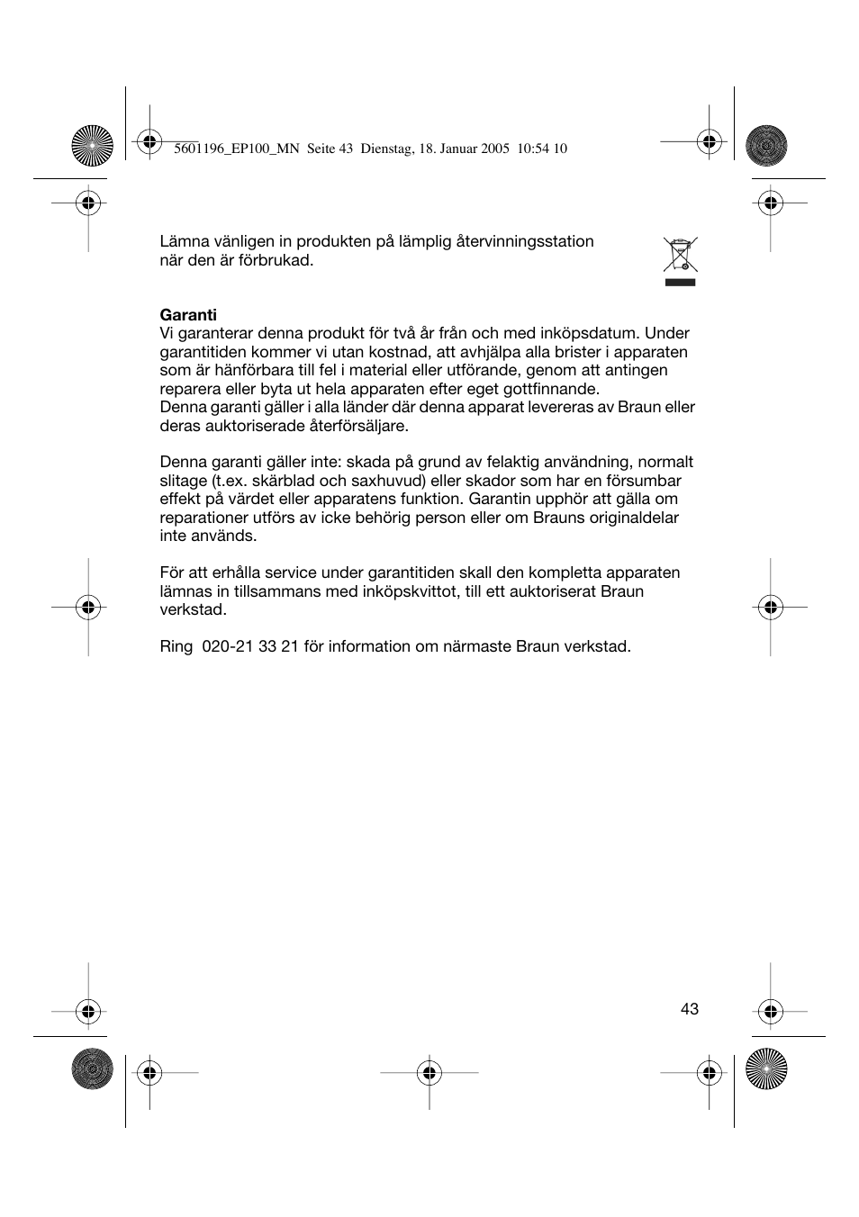 Braun EP100 Exact Power User Manual | Page 43 / 60