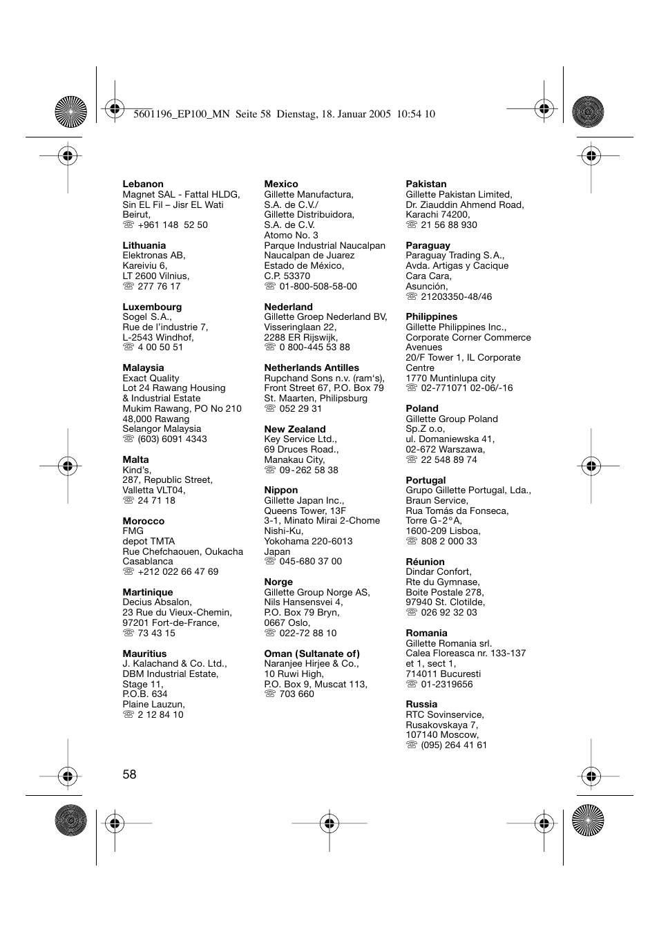 Braun EP100 Exact Power User Manual | Page 58 / 60