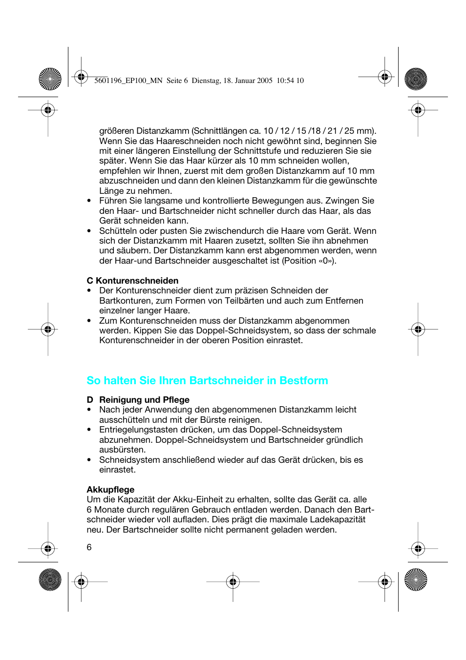 So halten sie ihren bartschneider in bestform | Braun EP100 Exact Power User Manual | Page 6 / 60