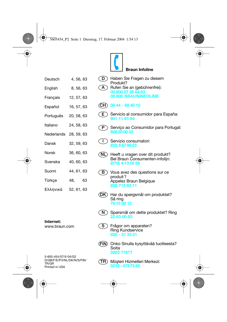 Braun HC50 Hair Perfect User Manual | Page 2 / 70