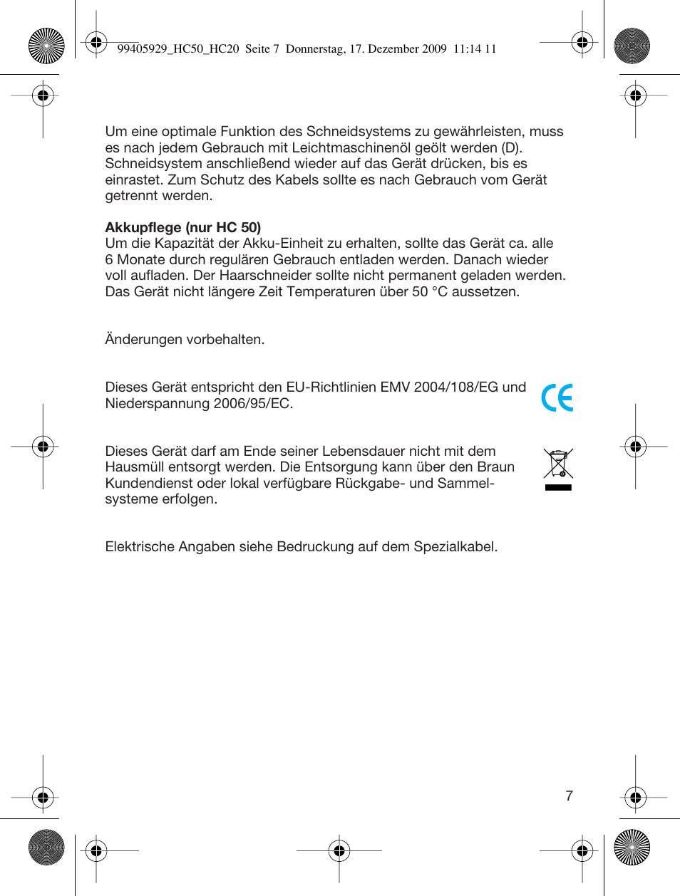 Braun HC50 Hair Clipper Hair Perfect User Manual | Page 7 / 62