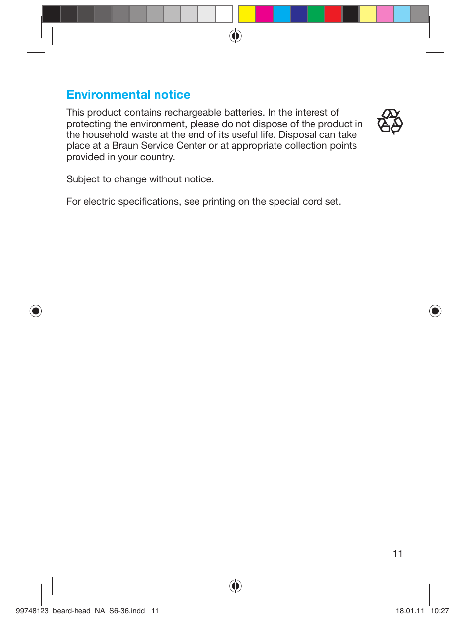 Environmental notice | Braun cruZer6 beard&head User Manual | Page 10 / 33