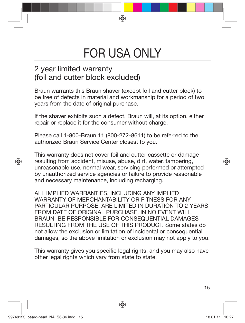 For usa only | Braun cruZer6 beard&head User Manual | Page 14 / 33