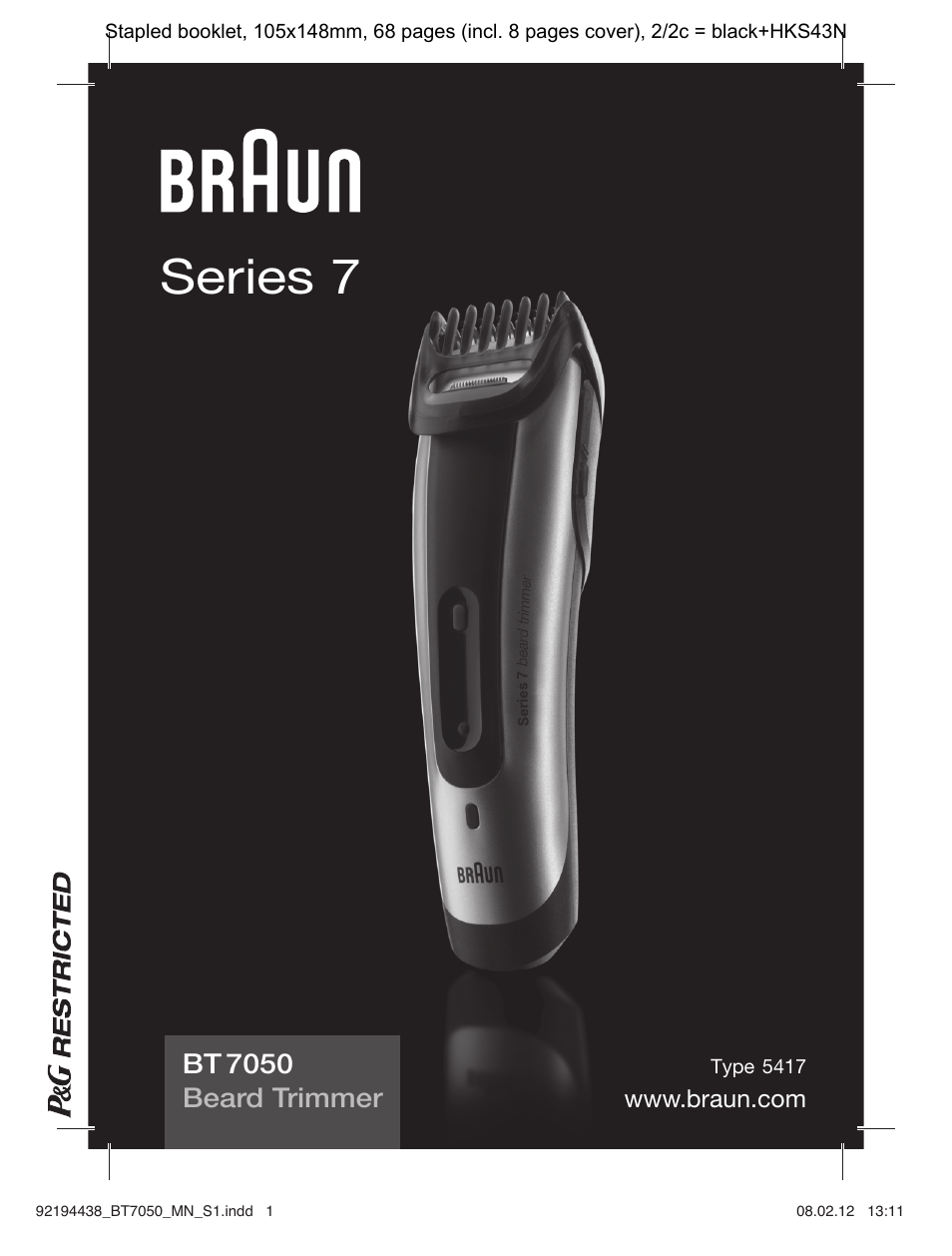 Braun BT 7050 Beard trimmer Series 7 User Manual | 64 pages