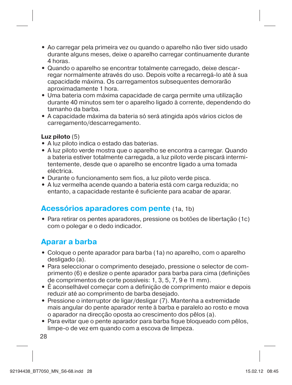 Acessórios aparadores com pente, Aparar a barba | Braun BT 7050 Beard trimmer Series 7 User Manual | Page 27 / 64