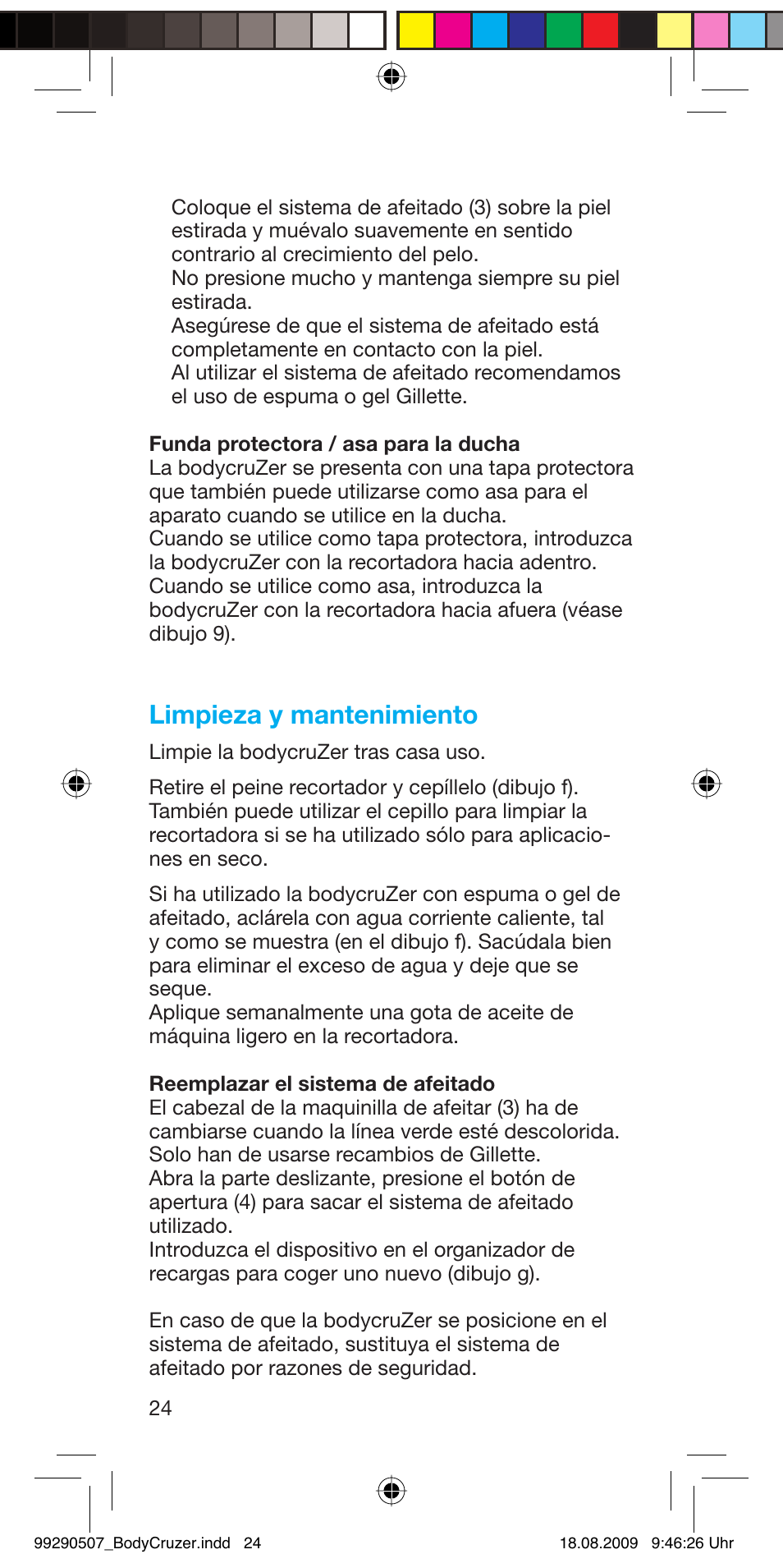 Limpieza y mantenimiento | Braun B35 BodyCruzer User Manual | Page 23 / 70