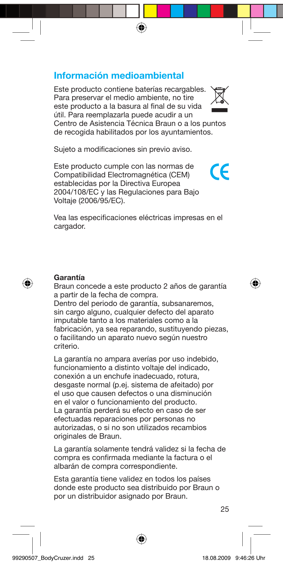 Información medioambiental | Braun B35 BodyCruzer User Manual | Page 24 / 70