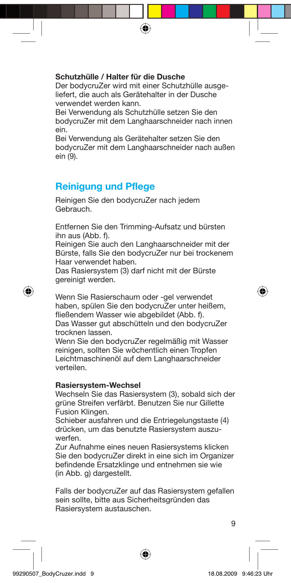 Reinigung und pflege | Braun B35 BodyCruzer User Manual | Page 8 / 70