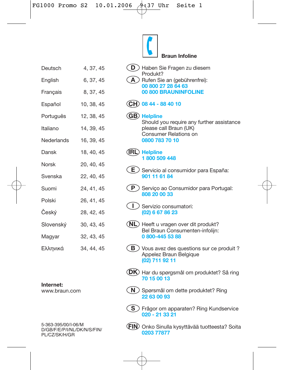 Braun SilkFinish FG 1000 User Manual | Page 2 / 50