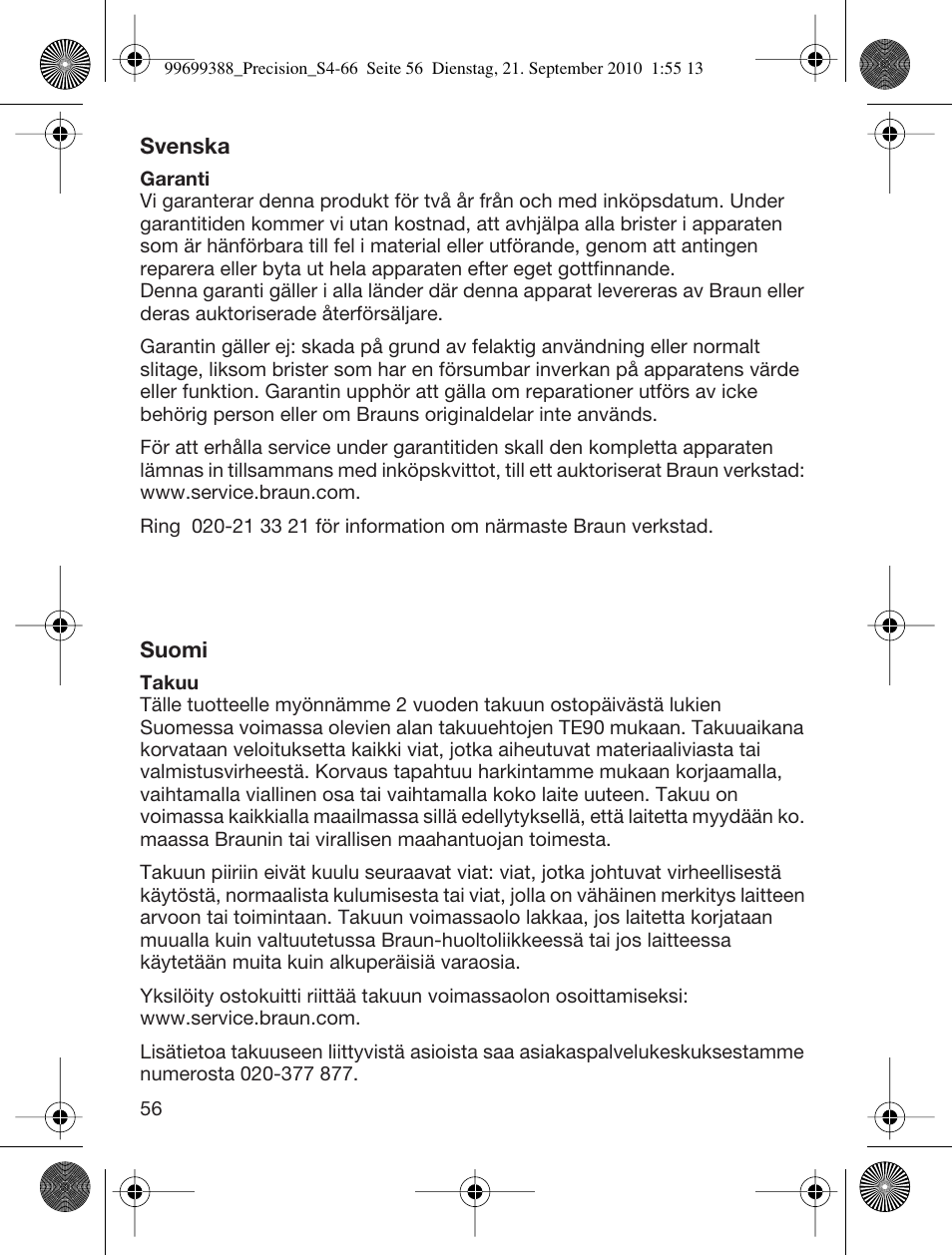 Braun CruZer6 Precision User Manual | Page 56 / 64