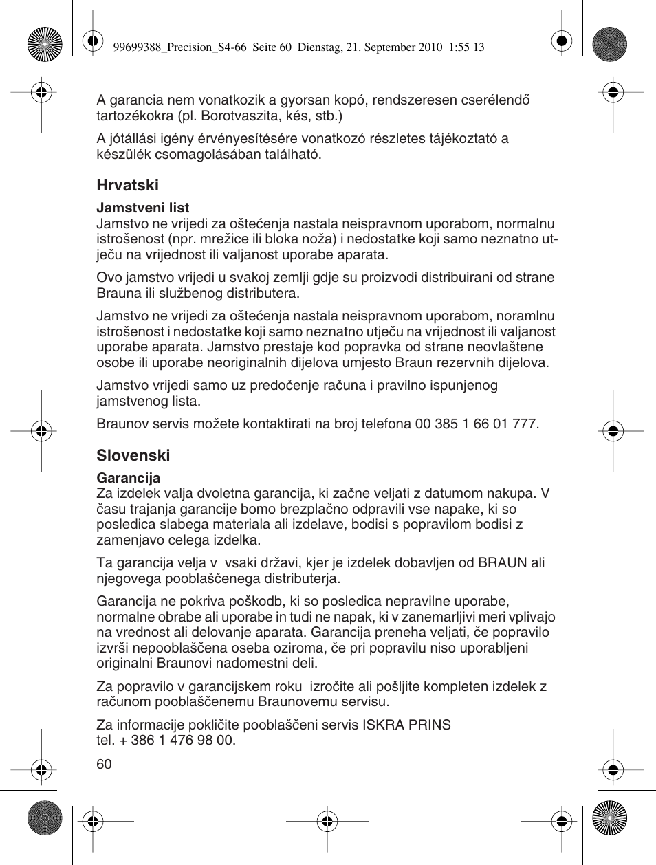 Braun CruZer6 Precision User Manual | Page 60 / 64