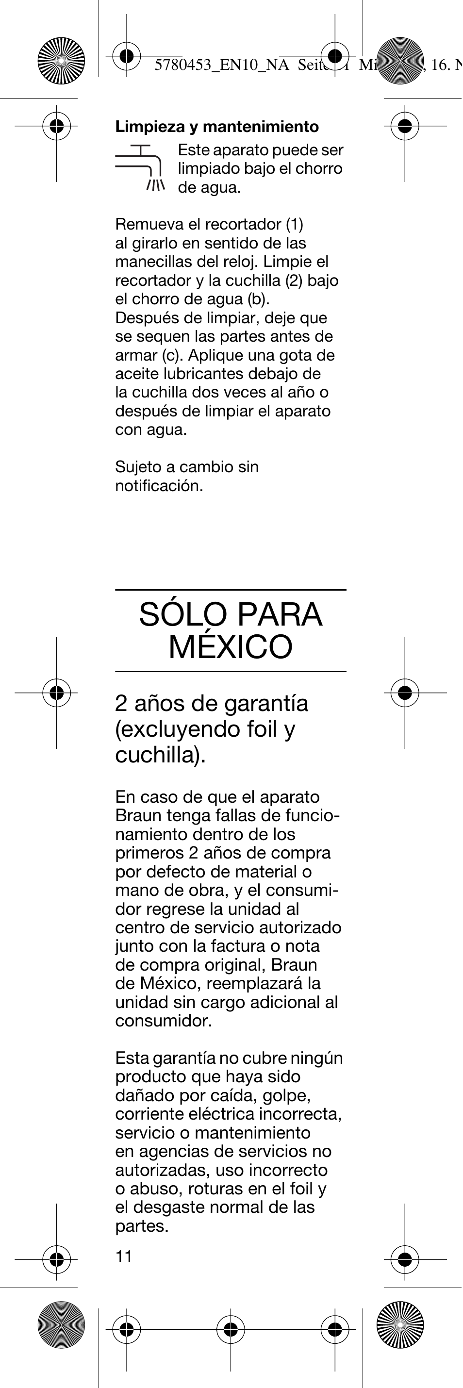 Sólo para méxico | Braun EN10 Ear & Nose Trimmer User Manual | Page 11 / 12