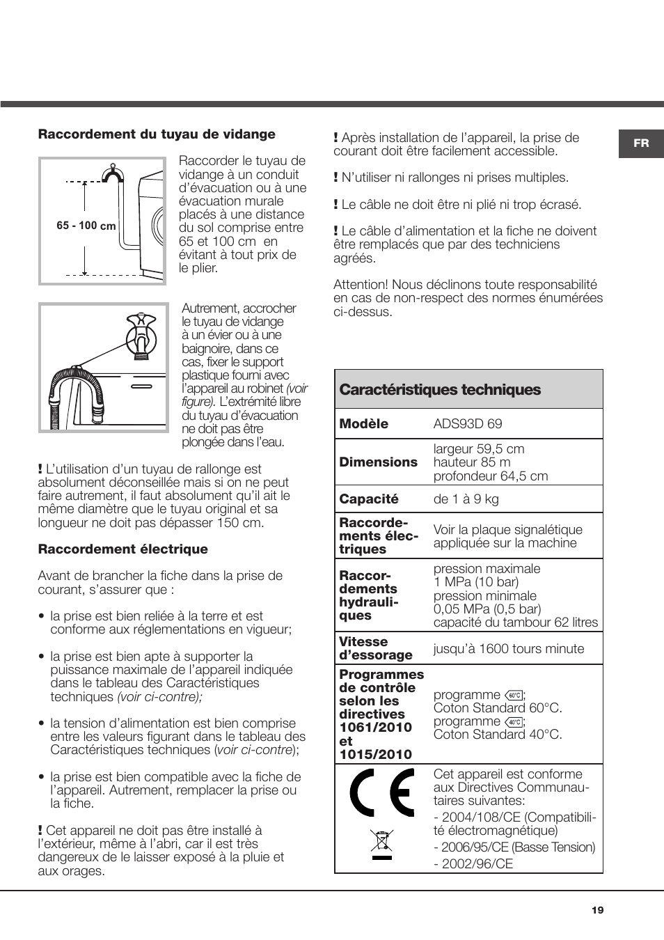 Hotpoint Ariston Aqualtis ADS93D 69 EU-A User Manual | Page 19 / 80