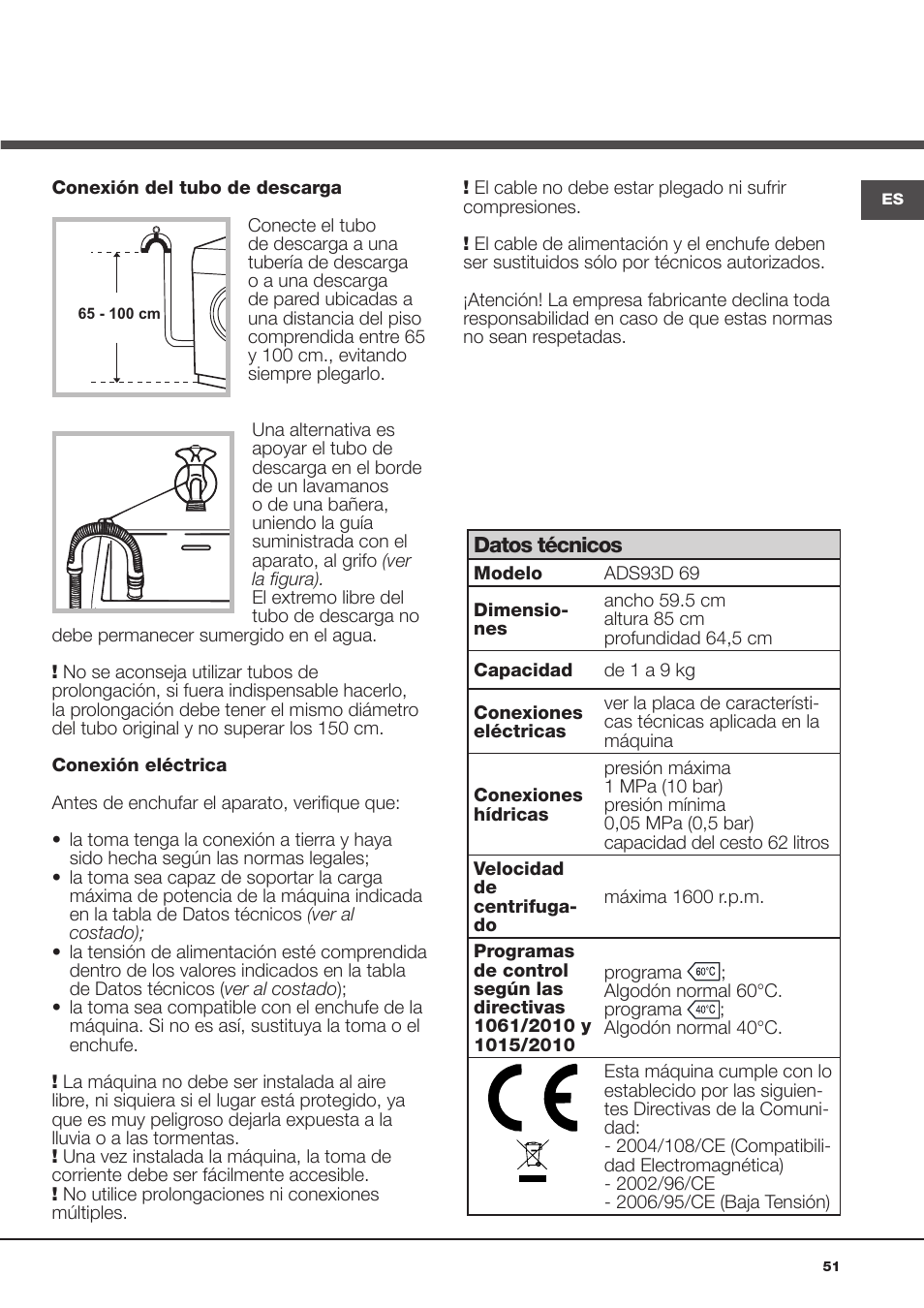 Hotpoint Ariston Aqualtis ADS93D 69 EU-A User Manual | Page 51 / 80