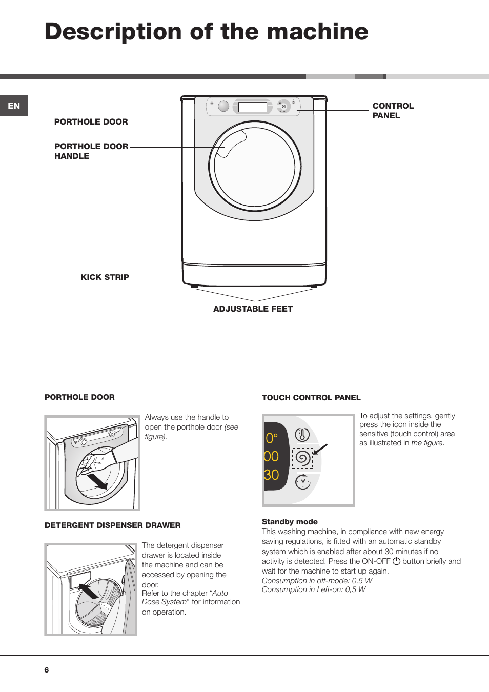 Description of the machine | Hotpoint Ariston Aqualtis ADS93D 69 EU-A User Manual | Page 6 / 80