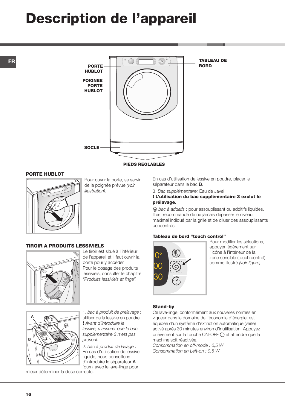 Description de l’appareil | Hotpoint Ariston AQ113D 69 User Manual | Page 16 / 84