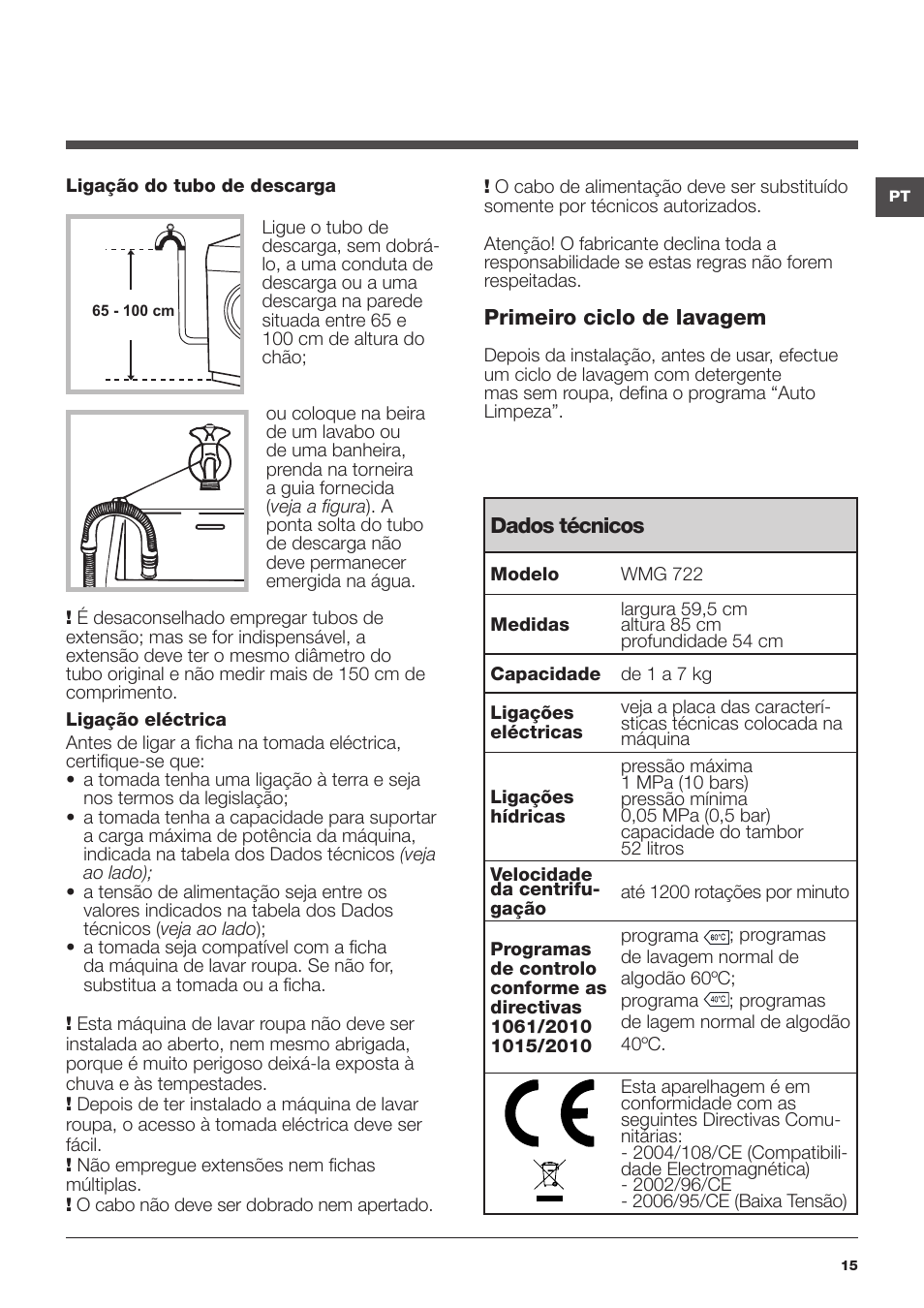 Hotpoint Ariston WMG 722B User Manual | Page 15 / 72
