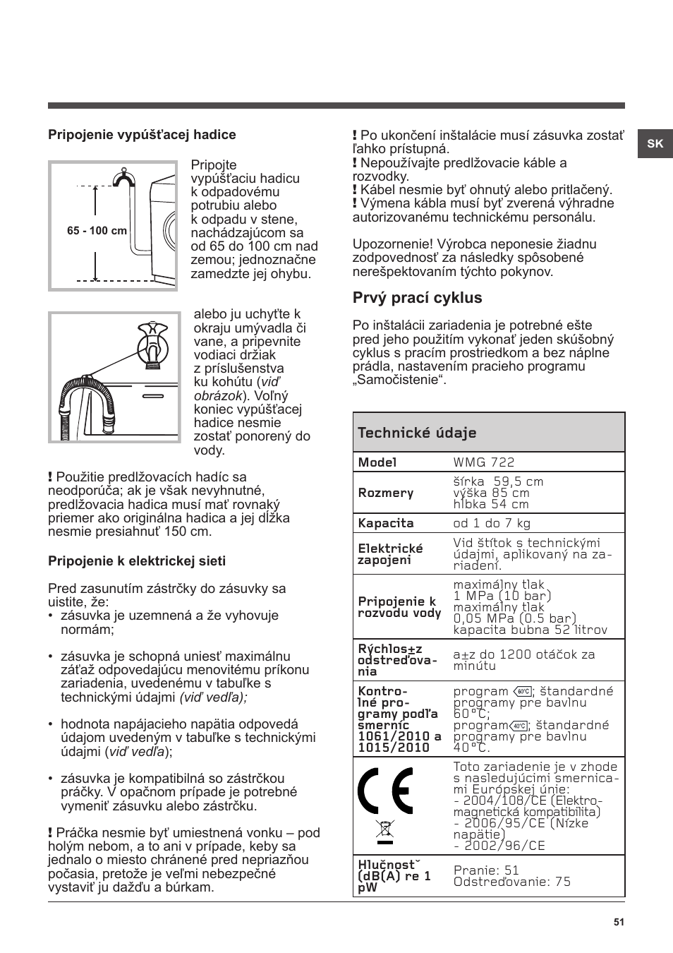 Hotpoint Ariston WMG 722B User Manual | Page 51 / 72